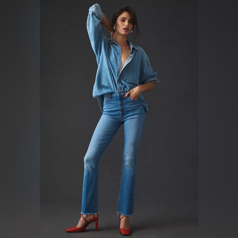 New MOTHER The Hustler High-Rise Ankle Fray Jeans in Layover!!🔥🔥🔥 - Picture 2 of 16